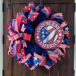 Cross-border new products US Independence Day wreath pendant decoration national flag holiday decoration door hanging Amazon wreath ornaments