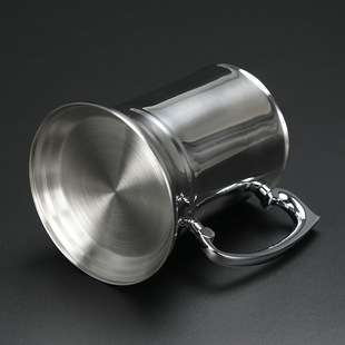 Factory wholesale stainless steel 304 wine glass double flame bartender foreign trade export large capacity beer cup with handle