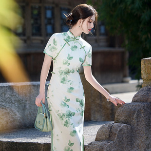 Chinese Long Double Layer Improved Cheongsam Spring and Summer 2025 New Young Women's Retro Slim-Fit Slimming Elegant Daily