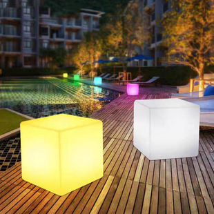 Luminous Outdoor Waterproof Square Stool Bar KTV Luminous Furniture Solar Charging Square Stool Lamp
