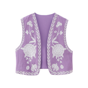 European and American wind cross-border independent station supply 2023 spring new embroidery cardigan vest vest