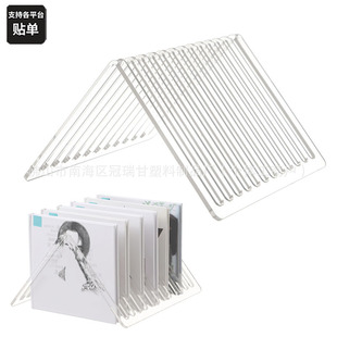 Transparent Acrylic Triangle 12-slot Book Rack Desktop Decoration Bookshelf Book Record Storage Rack Book and Newspaper Rack