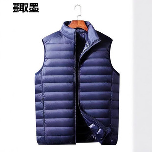 Foreign trade 2023 autumn and winter light fleece-lined cotton vest men's casual sleeveless cotton-padded jacket collar waistcoat vest vest vest
