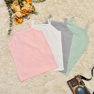 Children's Vest Summer Thin Girls' Halter Shirt Pure Cotton Boys and Girls Simple Solid Color Top Children's Wear Wholesale