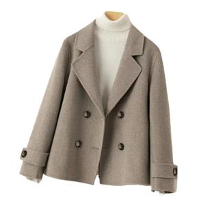 2025 Spring and Autumn Style Chanel Double-breasted suit collar double-sided tweed coat all-match short coat black
