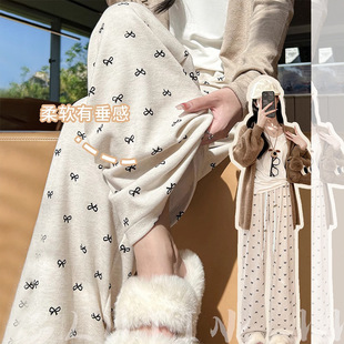 in stock Pregnant Women's Glutinous Rice Lazy Wide Leg Pants Loose Bow Slimming Casual Pants Yamamoto Pants