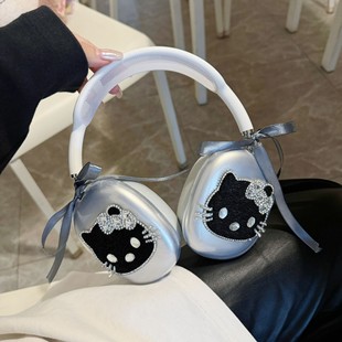 Rhinestone KT cat for airpods max protective case Apple headset ear cap earmuffs earphone female drop-resistant