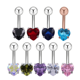 Zircon European and American fashion crystal heart navel nail navel piercing jewelry sexy jewelry wholesale