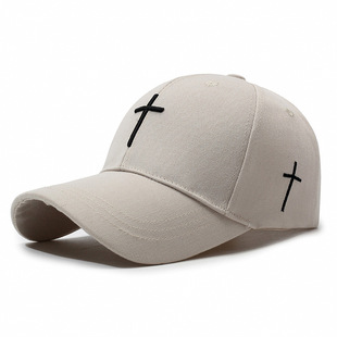 Europe and the United States spring new cross three-dimensional embroidered cap men's and women's outdoor sunshade baseball hat cross-border