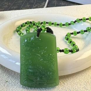 New Shallow Jade Laughing Buddha Pixiu Guanyin God of Wealth Lucky Necklace Woolen Chain Pendant Pendant Scenic Jewelry Gift