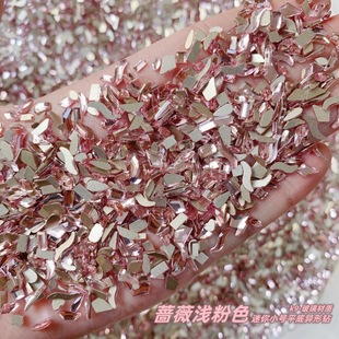 Light powder mini small size flat shaped diamond girl pink love butterfly nails k9 glass nail jewelry wholesale