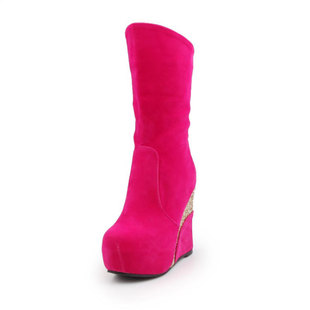 Suede Wedge short women's boots plus size foreign trade D316