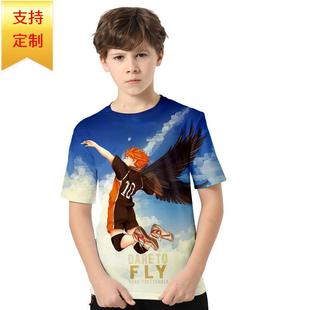 2020 Внешняя торговля Волейбол Junior 3D Цифровая печать с короткими рукавами Большая детская одежда Футболки для мужчин и женщин
