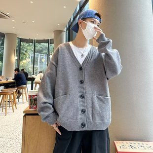 cleanfit Cardigan Sweater Men's Loose Lazy High-end Feeling Ruffian Handsome Knitted Jacket Korean Style Atmosphere Wearing