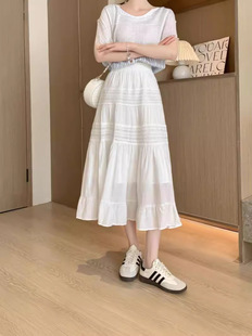 Dipped High Waist Slimming New Summer Black A- line Large Umbrella Skirt 2024 Long Skirt Cake Skirt Lace Women