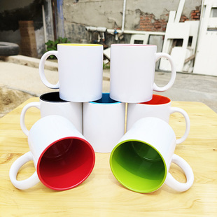 Whitening heat transfer inner color coating Cup wholesale 11oz ceramic coffee cup advertising LOGO companion gift
