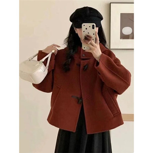 Wool Alpaca Short Double-Sided Nei Coat Korean Casual Hooded Woolen Short Coat