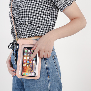 2022 New Women's Fashionable Lock Buckle Crossbody Puleather Touch Screen Phone Wallet Women's Retro Student Buckle Small Wallet