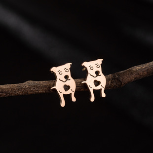 European and American Cross-border Stainless Steel Zodiac Puppy Earrings Ins Style Small and Fashionable Cute Mini Animal Earrings Earrings