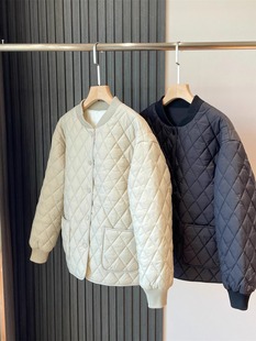 in stock Autumn and Winter New Classic British-style Lightweight Warm Color Vertical Collar Diamond Plaid Cotton-padded Jacket