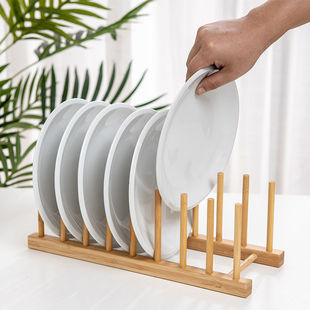 Dish Storage Box Bowl Box Drain Dish Rack Kitchen Household Layered Bowl and Dish Drying Rack Bamboo Cupboard