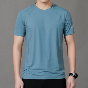 Men's Summer Thin Breathable Quick-drying Ice Silk Short-sleeved T-shirt Men's Round Neck Loose plus size Half-sleeved T-shirt Top