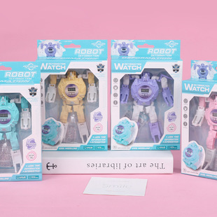 Creative Cartoon Kidsren's Educational Deformation Mecha Robot Toy Boys and Girls Student Gifts Digital Watches Wholesale