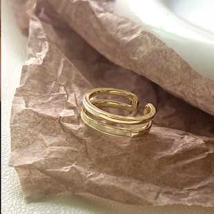Golden Light Luxury Zircon Micro-inlaid Niche Dropping Glaze Ring Women's Simple High-grade Emoxie Ring Adjustable Opening Dieting Finger Ring