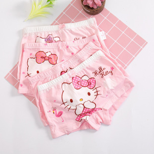 Hello Kitty High-end Cartoon Fashion Personality Tight 4 Pair Girls Cotton Underwear Shorts