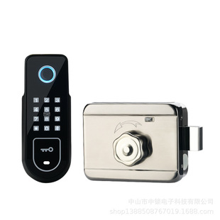 Old-fashioned door changed to household induction integrated door swiping remote control lock exterior fingerprint electronic control wiring-free electromagnetic electronic lock