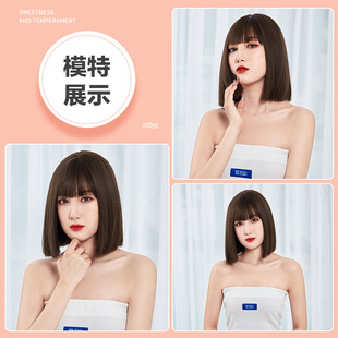 Wig women's short hair net red BOBO head summer Korean style air bangs face trimming age-reducing realistic full top hair set