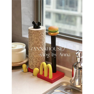 McDonald's Roll Paper Rack Kitchen Oil Absorbing Paper Vertical Roll Paper Mario Drauble Film Hanger Desktop Ornaments
