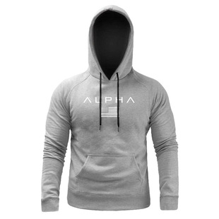 Spring and Autumn muscle fitness brothers men's casual long-sleeved hooded cotton stretch sports sweater Amazon cross-border wholesale