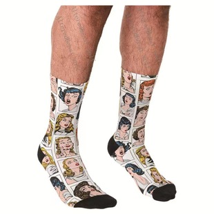 Socks men's stockings European and American personality tide socks 3d digital printing to make Amazon hot selling long tube printed socks