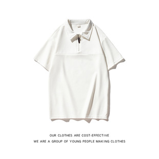 Polo Shirt Short-sleeved Men's T-shirt Summer ins Hong Kong-style Casual Simple All-match Fashion Brand Half-zipper Half-sleeve Top Clothes
