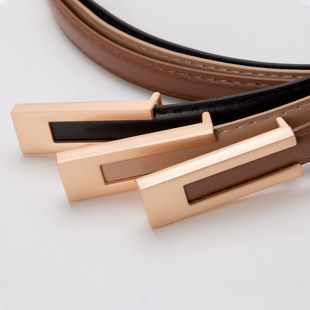 Processing Customized Thin Belt Women's Decorative Dress Pants Waist Simple Matchinging Suit Black Small Belt