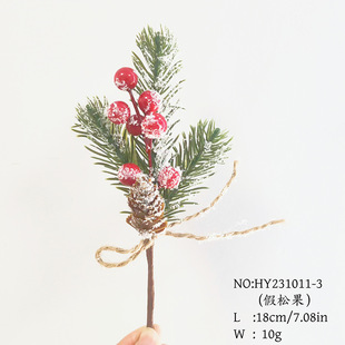 Amazon hot sale simulation snowflake three Fork Pine 7 fork Berry hemp rope small bouquet handmade DIY material Accessories Wholesale