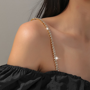 Multicolor Rhinestone Underwear Shoulder Strap Diamond Dress Shoulder Headwear One-character Collar Beautiful Back Non-marking Invisible Bra Strap Shoulder Strap
