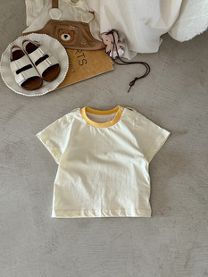 Boys' suit Summer Dress 2025 Cartoon Baby Short-sleeved T-shirt Infant Strap Pants Children's Clothes Two-piece Set Class A