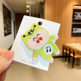 2021 new children's knitting cute headdress cartoon side clip wool bangs clip BB clip hair accessories girl sweet clip