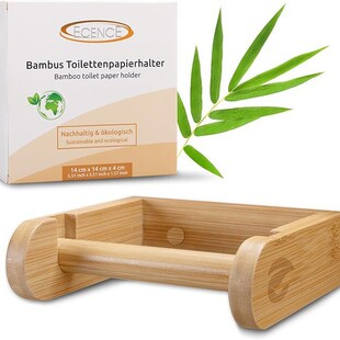 Wooden toilet paper roll holder without drilling, natural bamboo toilet paper roll holder toilet paper rack