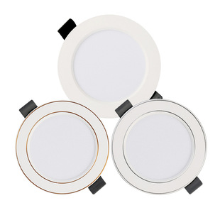 in stock wholesale led downlight embedded ultra-thin anti-glare three-color household 8W all aluminum ceiling hole lamp Zhongshan lamps