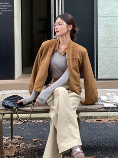 Morishima Autumn and Winter Lanjing Tencel Base Shirt Women's New Cotton Wool Round Neck Warm Knitted Shirt with Solid Color