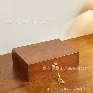 SOURCE Factory light luxury solid wood bracelet necklace with lock Chinese wooden flip exquisite convenient storage jewelry box
