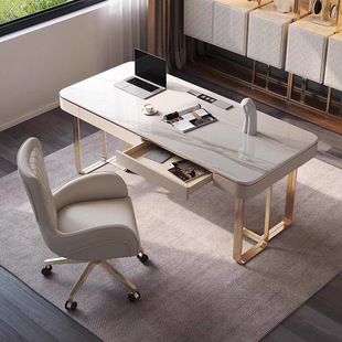 Light Luxury Rock Board Desk Writing Desk Home Italian Design Sense Computer Desk Small Apartment High-end Study Desk