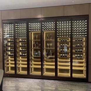 Custom Stainless Steel Wine Cabinet Constant Temperature and Humidity Acrylic Wine Cabinet Villa Wine Cellar Commercial Liquor Display Cabinet Display