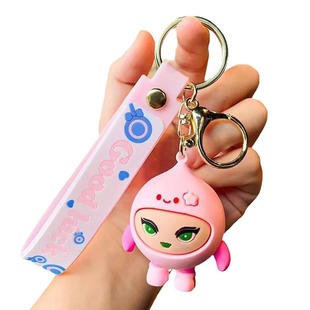 Cartoon Eggman Party Keychain Cute School Bag Pendant Car Key Chain Ring Video Game City Small Gift Wholesale