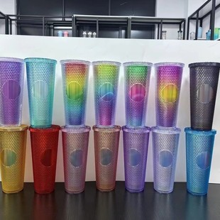 Factory Direct Delivery of New Creative Plastic Straw Cups, Large Capacity Colorful Durian Cups Wholesale