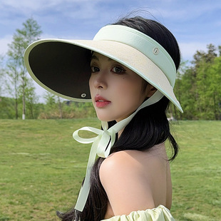 Big Eave Hare Hat Children's Summer 2024 New Straw Black Glue Anti-UV Face Cover Sun Cover Cap Rear Cover Cap