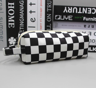 2022 New Checkerboard Large Capacity Pencil Case Portable Cosmetic Bag Mother Bag Cow Pattern Student Pencil Case suit